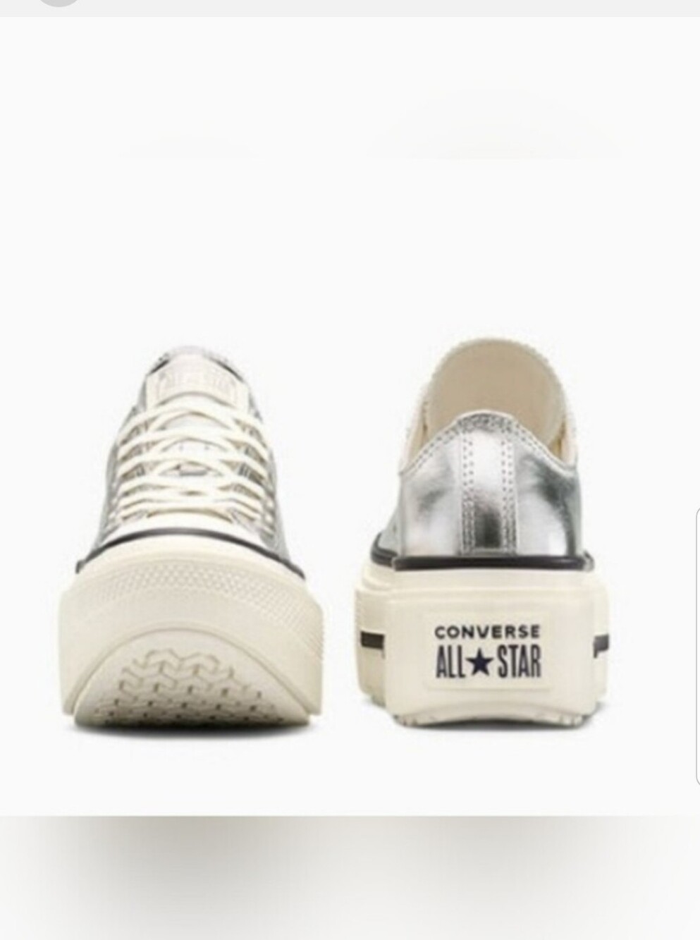 NEW! Converse Chuck Taylor Platform Low Top Sneakers Metallic Silver Sz 8 NWT - Picture 3 of 8